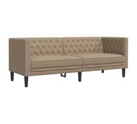 vidaXL Sofá Chesterfield de 3 plazas Cuero Artificial marrón Capuchino, sofá de 3 plazas, sofá, sofá tapizado, sofás de 3 plazas, sofás, sofá de salón