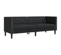 vidaXL Sofá Chesterfield de 3 plazas Cuero Artificial Negro, sofá de 3 plazas, sofá, sofá tapizado, sofás de 3 plazas, sofás, sofá de salón