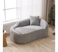 Sofá comprimido, chaise longue en forma de arco para interiores, moderno sofá de chenilla de dos plazas con asiento profundo y 1 almohada, sofá cama para salón, dormitorio y apartamento, gris claro