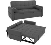 Sofá convertible de 2 plazas HOMCOM 3 en 1 cama doble ajustable tela de lino ...
