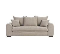 Sofá convertible de 3 plazas en tela efecto terciopelo topo con colchón de 12 cm ARMAND