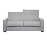 Sofá convertible gris claro con colchón 18 cm y reposacabezas ajustables NORO