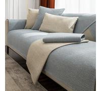 Sofa Cover Linen Sofa Cushion Covers Striped Couch Slipcover for Living Room Non-Slip Couch Armrest Backrest Towel Washable Slipcovers Couch Cover Furniture Protector(Light Blue,43 * 70")