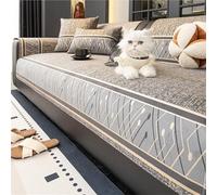 Sofa Covers, Couch Cover for Dogs, Soft Velvet Sofa Protector, Non Slip and Washable, for 2/3/4 Cushion Couch, Elegant Embroidery Throw Blanket, All Season(Gray,90 * 160cm)