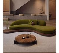 Sofá curvo de forma irregular para pequeños espacios de estar, suelo de madera maciza, zona de recepción para casas de huéspedes y vestíbulos de hoteles