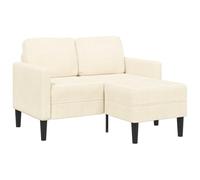 Sofá de 2 plazas con chaise longue en forma de L crema 125cm, sofá cama moderno para sala de estar pequeño, tapizado en lino natural con estructura robusta de madera y metal, ahorrador de espacio