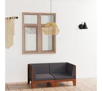 Sofá de 2 plazas con cojines gris oscuro madera maciza acacia vidaxl