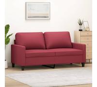 Sofá de 2 plazas Cuero sintético Rojo Vino 140 cm Moderno Elegante para Sala de Estar, Resistente Manchas, Estructura Metal Estable, cómodo Acolchado Grueso