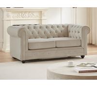 Sofá de 2 plazas de terciopelo beige CHESTERFIELD
