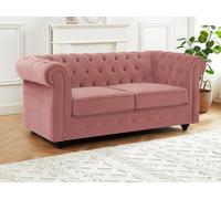 Sofá de 2 plazas de terciopelo rosa pastel CHESTERFIELD