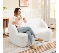 Sofá de 2 plazas HOMCOM, sofá nube de 142 cm, sofá tapizado con reposabrazos, diseño curvo, sofá doble moderno con aspecto similar a un sillón, sofá lounge sin estructura para la sala de estar, color