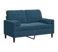 vidaXL Sofá de 2 plazas con Cojines Terciopelo Azul 120 cm, sofá, sofá de salón, sofá de Tela, sofá tapizado, sofá de Tres plazas