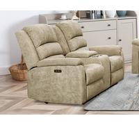 Vente-unique-Sofá de 2 plazas Relax eléctrico de Tela Topo con Tableta NEVERS