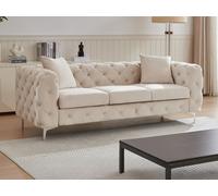 Sofá de 3 plazas chéster de terciopelo beige EDWINA