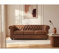 Sofá de 3 plazas CHESTERFIELD de microfibra envejecida