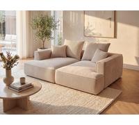 Sofá de 3 plazas con asiento profundo de pana beige PINETA