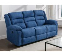Sofá de 3 plazas con relajación eléctrica de tela azul BUROLO