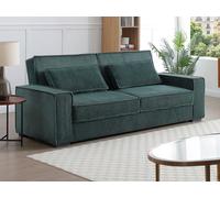Sofá de 3 plazas convertible de pana verde pino FINORO