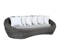 Sofá de 3 plazas de jardín de resina trenzada gris - WHITEHEAVEN