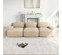 Sofá de 3 plazas de pana premium beige - Modular antideslizante, sin montaje, reposabrazos ergonómicos, acolchado de alta elasticidad, ideal para salón y dormitorio