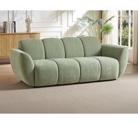 Sofá de 3 plazas de tela verde con efecto acolchado JULORI