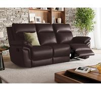 Vente-unique-Sofá de 3 plazas Relax de Piel de búfalo PAKITA - Marrón