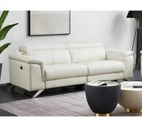 Sofá de 3 plazas relax eléctrico de piel de becerro blanco BREYT II