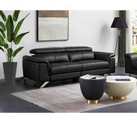 Sofá de 3 plazas relax eléctrico de piel de becerro negro BREYT II