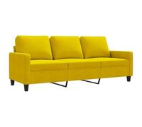 Sofá de 3 Plazas vidaXL, Amarillo, Terciopelo, Sofá de Descanso Televisión, Rectangular, 198 x 77 x 80 cm