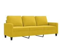 Sofá de 3 Plazas vidaXL, Amarillo, Terciopelo, Sofá de Descanso Televisión, Rectangular, 198 x 77 x 80 cm