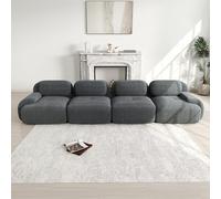 Sofá de 4 plazas en suave tejido de pana, acolchado de alta elasticidad 32D, apto para mascotas y ergonómico, envasado al vacío, combinable libremente, no requiere montaje, para dormitorio y oficina,