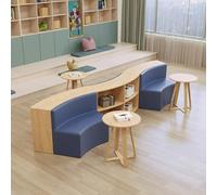 Sofá de almacenamiento semicircular, combinación de taburetes multifuncionales para instituciones de formación, áreas de lectura de jardín de infantes y bibliotecas