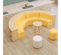 Sofá de almacenamiento semicircular, combinación de taburetes multifuncionales para instituciones de formación, áreas de lectura de jardín de infantes y bibliotecas