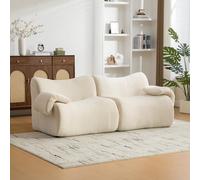 Sofá de compresión modular de chenilla beige 30D, muy elástico, sin montaje