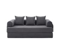 Sofá de compresión plegable, funda de pana, marco de metal, sistema modular, bolsillo lateral, juego de tres almohadas, elementos para dormir, salón, apartamento, habitación de invitados, montaje