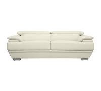 Sofá de cuero diseño tres plazas con cabeceros ajustables blanco EWING