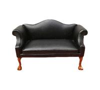 Sofá de cuero para sala de estar, modelo realista vintage, escena de la vida, muñecas, casa, juego de simulación, muebles, sofá en miniatura