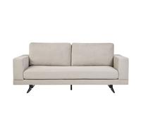 Sofá de diseño 3 plazas en tela chenilla beige y metal negro LENNON