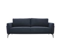 Sofá de diseño de 3 plazas en tejido de terciopelo texturizado azul oscuro y metal negro MOSCO
