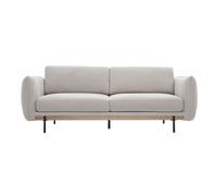 Sofá de diseño de 3 plazas en tela de chenilla beige y metal negro TODD