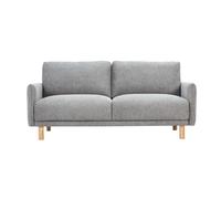 Sofá de diseño de 3 plazas en tela efecto terciopelo texturado gris y madera clara BONO