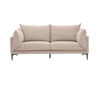 Sofá de diseño de 3 plazas en tela efecto terciopelo texturizado beige y metal negro MARIUS