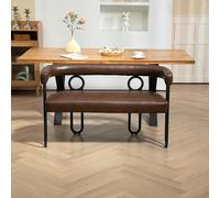 Sofá de doble pareja, diseño de respaldo redondeado, cómodo sofá casual moderno, tela de chenilla beige, forma única, para salón, dormitorio, oficina, sala de estar, baño, perchero (marrón oscuro)