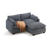 Sofá de esquina de , sofá modular de 2 plazas Cloud en tela de con fundas extraíbles, sofá con relleno de espuma de densidad para de estar o el dormitorio, color profundo