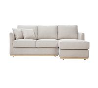 Sofá de esquina derecho de tela efecto terciopelo texturizado beige de 3 plazas MOSS