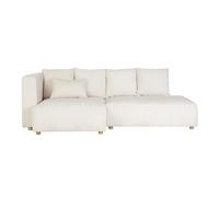 Sofá de esquina izquierda de 3 plazas en terciopelo beige acanalado y madera clara HARLEM