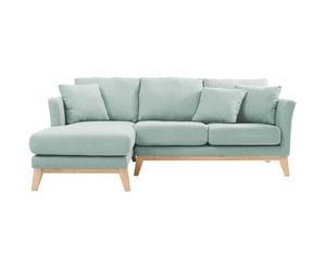 Sofá de esquina izquierda nórdico en tejido azul lago desenfundable OSLO