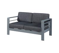 Sofá de exterior avise con cojines aluminio 144x70x62 cm - gris oscuro [casa.pro]