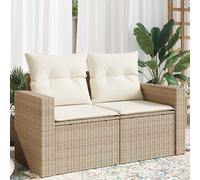 Sofá de jardín con cojines de 2 plazas ratán sintético beige
