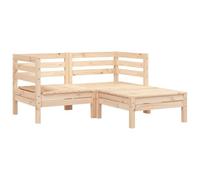 Sofá de jardín de 2 plazas con taburete de pino macizo, aspecto natural para jardín y terraza, duradero y respetuoso con el medio ambiente, perfecto para jardines pequeños y grandes